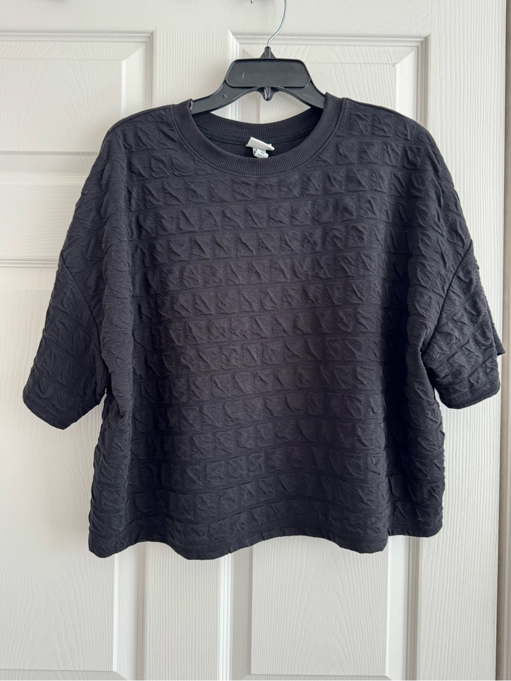 a new day Black Textured Short-Sleeve Boxy Top